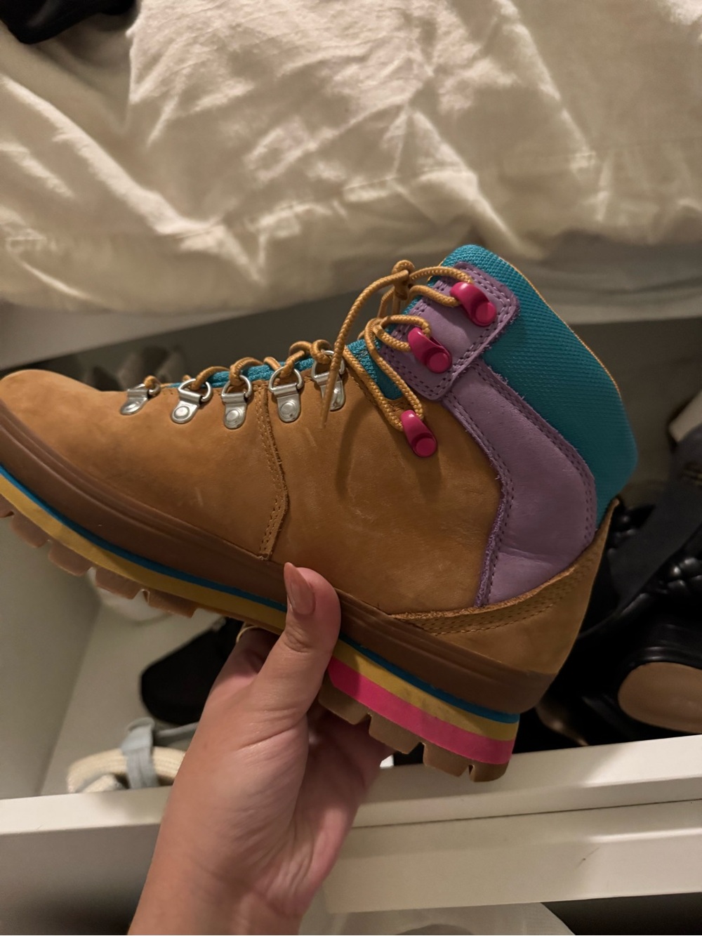 Women’s Timberland Colorblock Boot - Tan with Teal & Lavender Accents